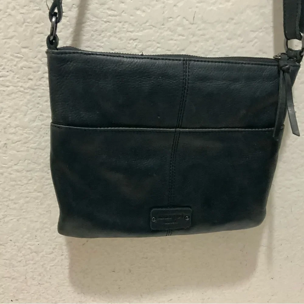 Margot Crossbody Double-zip Medium Sized Black Leather Handbag Purse
